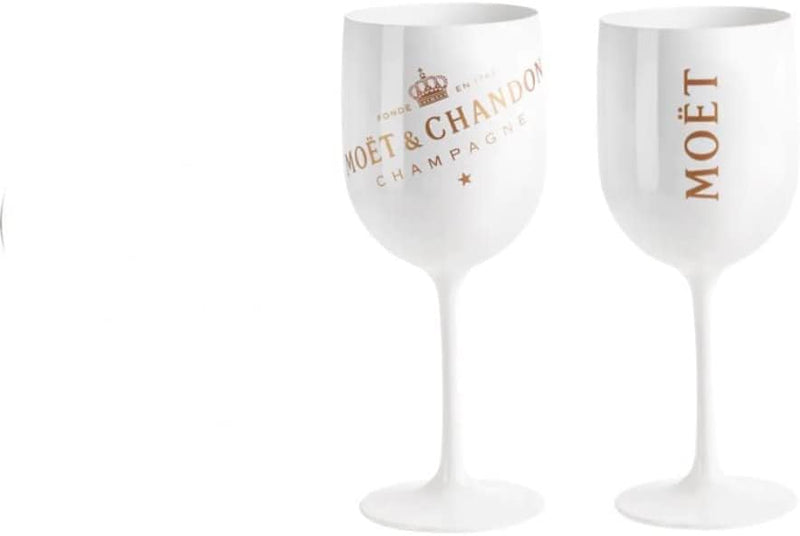 2X Moet & Chandon Ice Imperial Champagner-Glas aus Acryl Champagner Gläser-Set in weiss Weinglas Sek