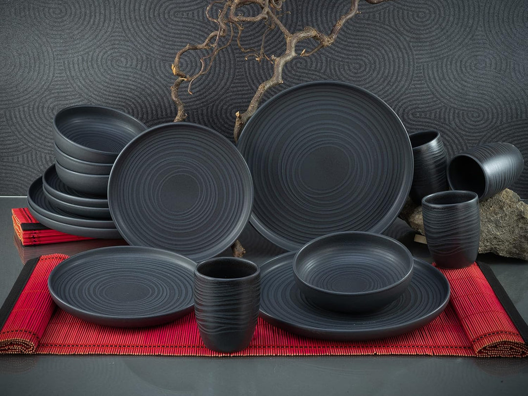 CreaTable 23860, Serie Uno Black Lava Stone, Kombiservice 16 teilig Black Lava Stone Kombiservice 16