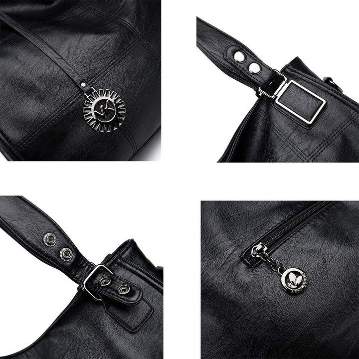 Sacmill Grosse Damenhandtasche PU Leder Schultertasche Taschen Tote Henkeltasche für Frauen Grau, Gr