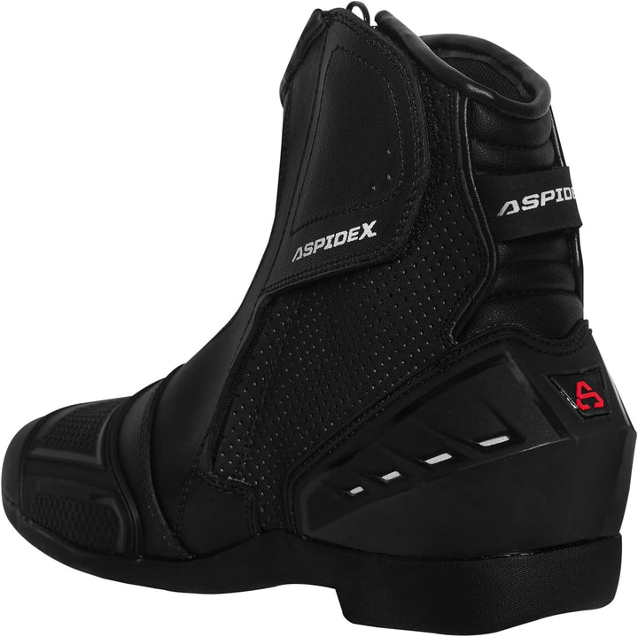 Herren Motorradstiefel Leder Motorrad Stiefel Sport Motorrad Schuhe mit schwarzer Gummisohle Stiefel