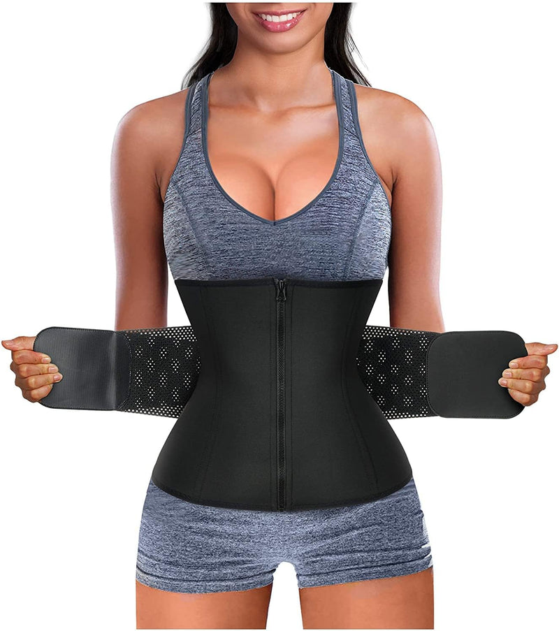 Bingrong Bauchweggürtel Schwitzgürtel Damen Fitness Gürtel Verstellbarer Neopren Sauna Waist Trainer