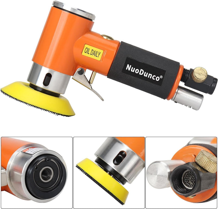 NuoDunco 2 '' 3 '' Mini-Exzenter-Luftschleifer, kleines pneumatisches Exzenterschleifer-Kit 50mm 75m