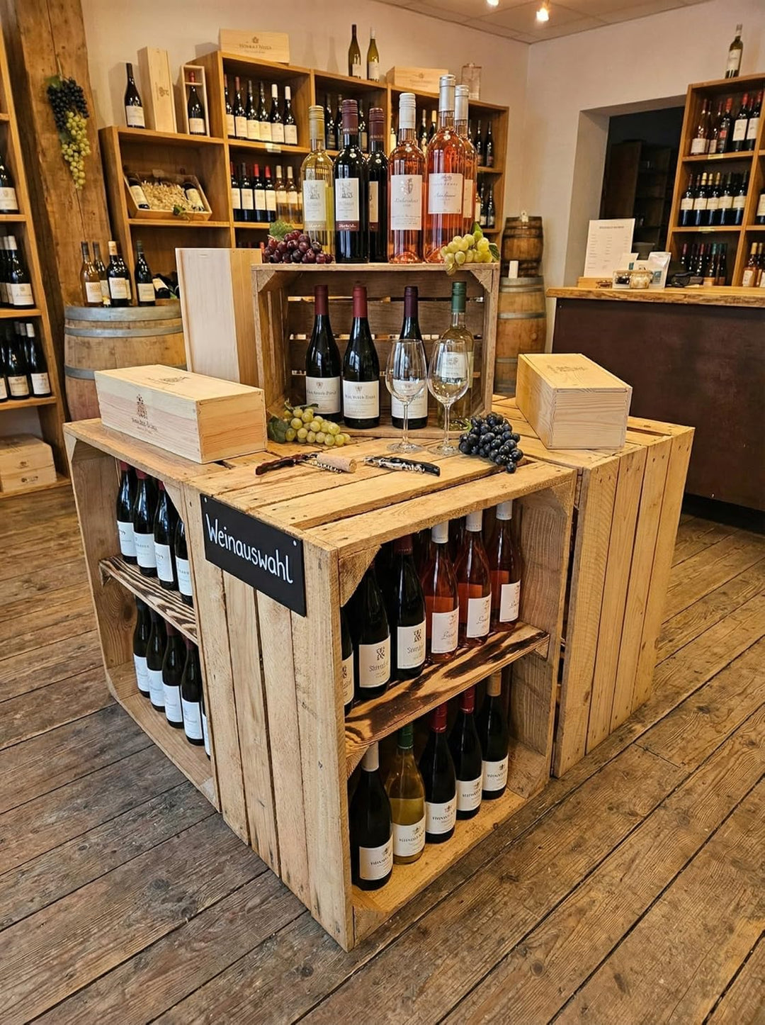 Teramico Vintage gebrauchten Holzkisten/Obstkisten/Weinkisten original aus dem Obstanbau mit Ablagef