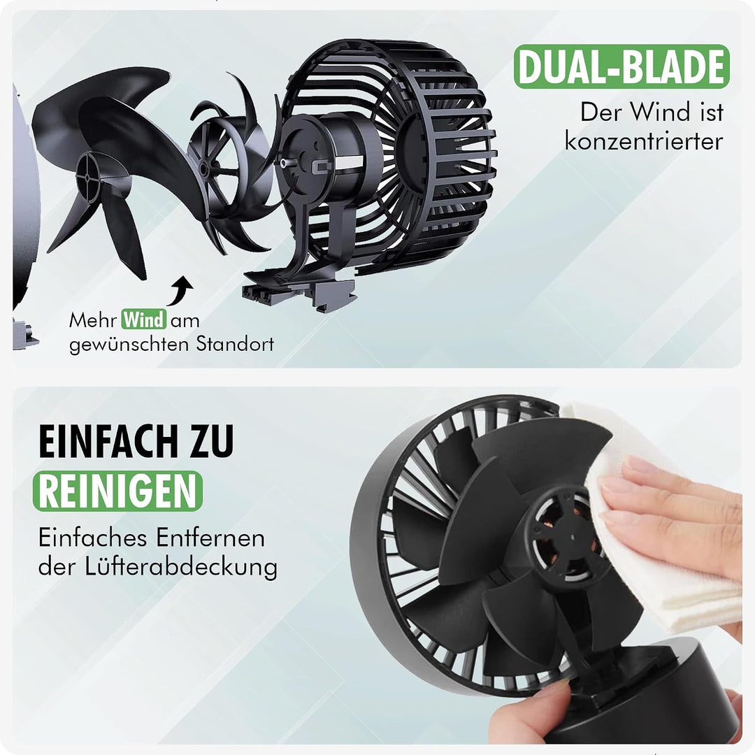 Tischventilator Schwarz - Tischventilator sehr Leise mit 2 Geschwindigkeiten USB Ventilator Wiederau