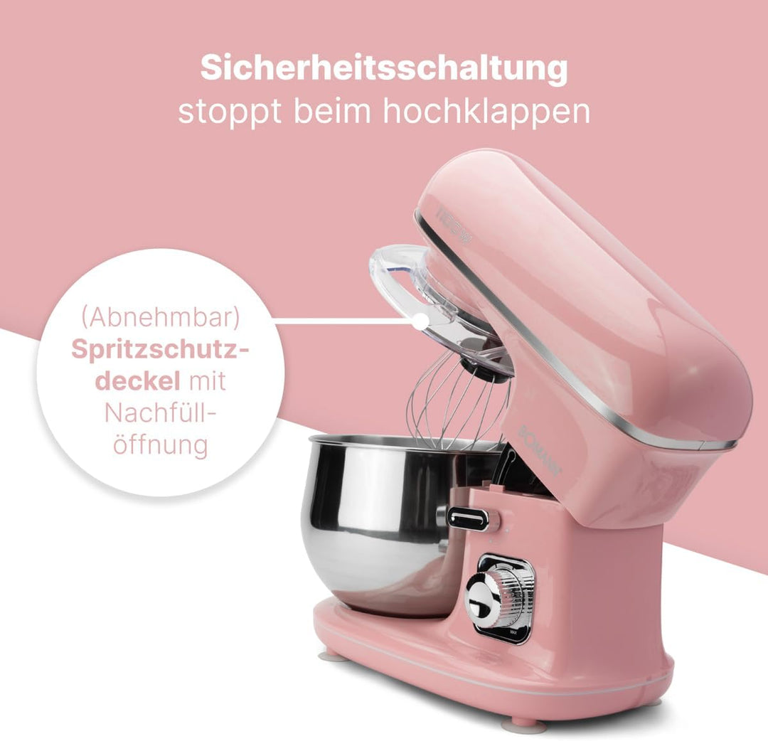 Bomann® Retro Küchenmaschine zum backen | Knetmaschine 5L mit starkem 1100W Motor | Teigmaschine ink