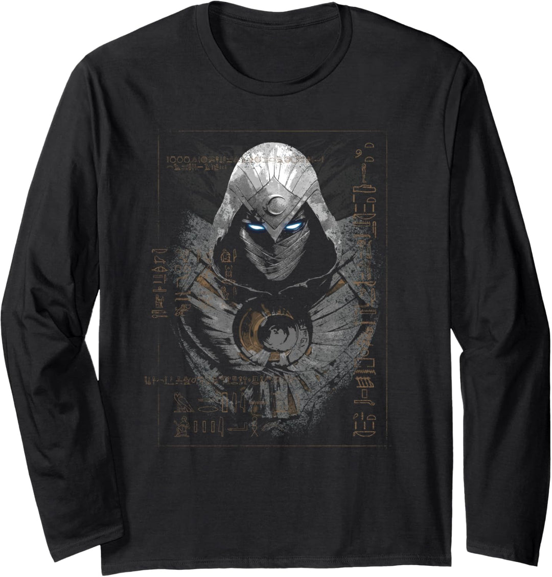 Marvel Moon Knight Glowing Eyes Egyptian Hieroglyphs Langarmshirt