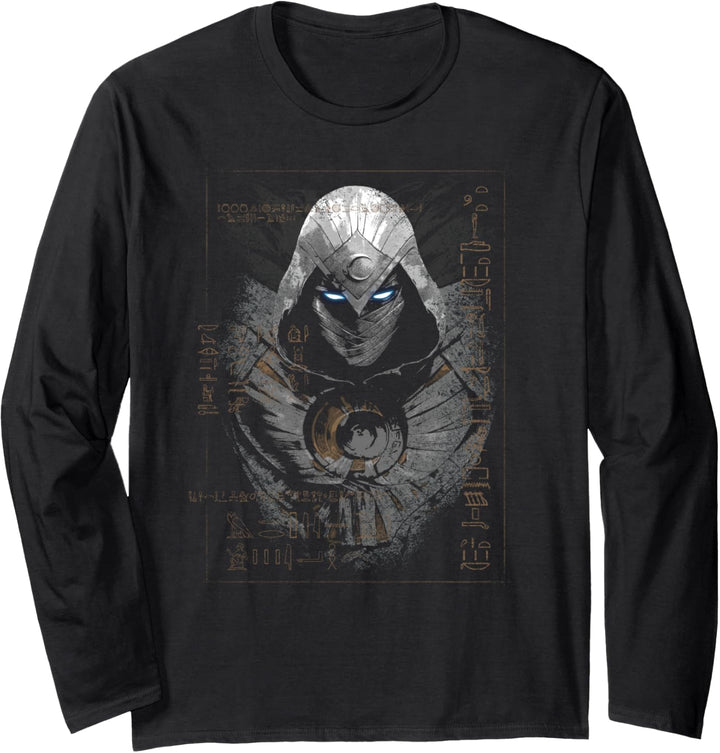 Marvel Moon Knight Glowing Eyes Egyptian Hieroglyphs Langarmshirt
