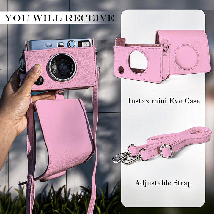 Rieibi Fujifilm Mini EVO Hülle - Vintage PU Leder Schutzhülle für Fuji Fujifilm Mini EVO Sofortbildk
