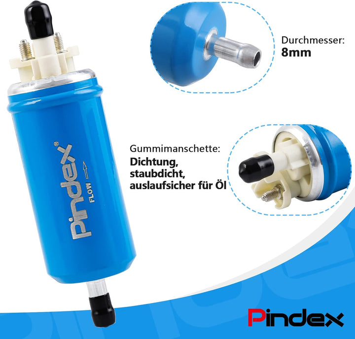 Pindex 12V Ekektrische Kraftstoffpumpe 7.21440.51.0 Benzinpumpe, Inlinne Pumpe 95L/H, 2.27-0.38Bar,