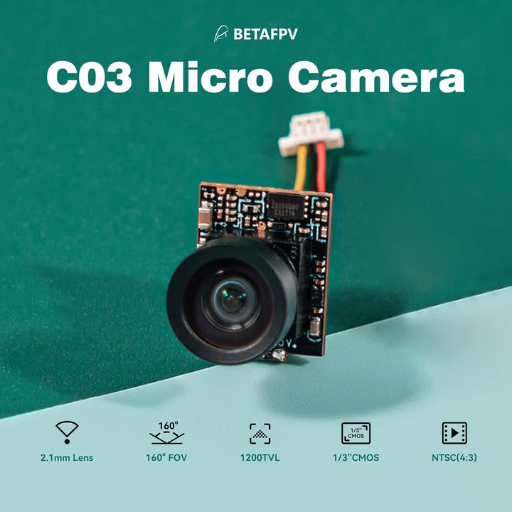 BETAFPV C03 FPV Micro Camera 1/3'' CMOS Sensor 1200TVL with Global WDR 2.1mm Lens 160° FOV NTSC 4:3