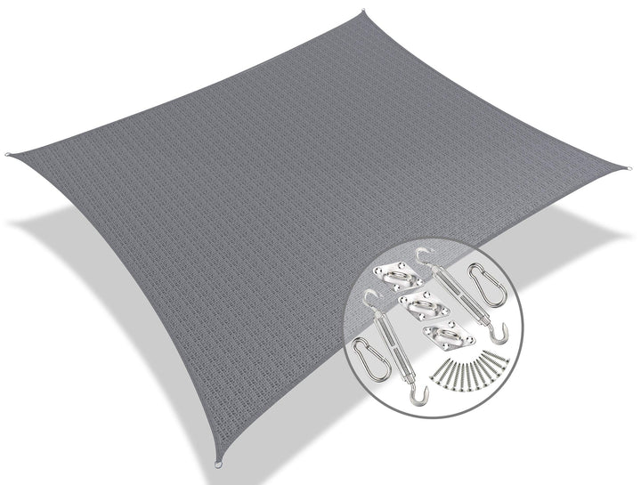 VOUNOT® Sonnensegel Rechteckig mit Befestigung Set, Sonnenschutz Atmungsaktiv und UV Schutz, für Bal