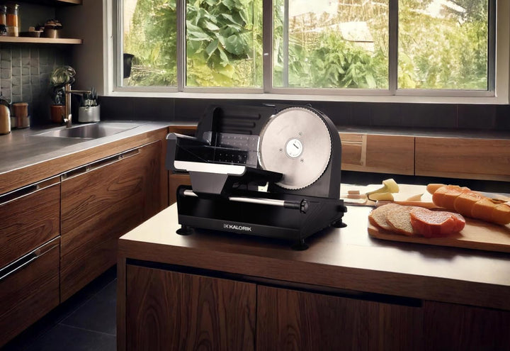 Metall-Aufschnittmachine KALORIK AS2000BK mit Zwei Austauschbaren Klingen Schwarz 220W Schnittstärke