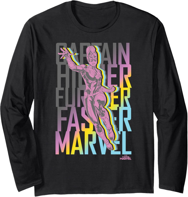 Captain Marvel Higher Further Faster In Flight Gradient Langarmshirt