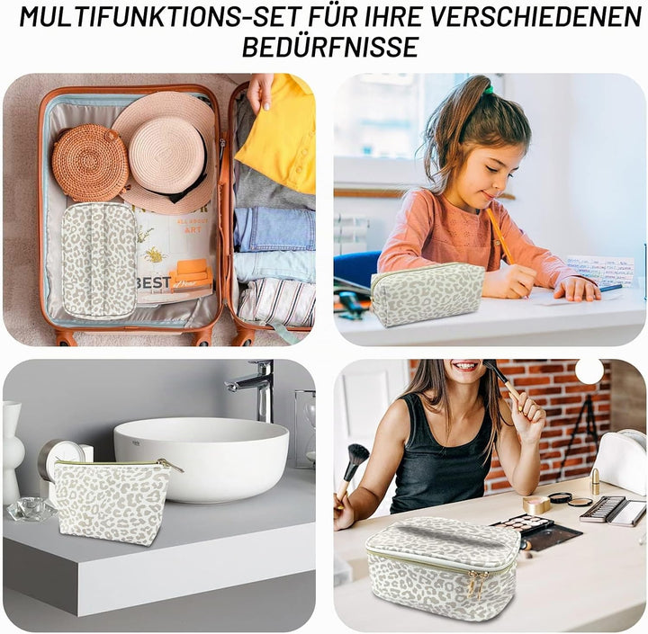3 Stück Set Kosmetiktasche, grosse Kapazität Reise Make Up Tasche Set Damen, mit tragbarem Griffdesi