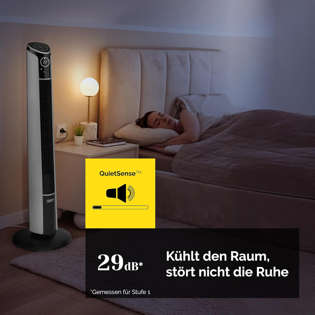 YOER 29dB Leiser Turmventilator, Ionisator, 10 m Reichweite, Neigungswinkeleinstellung, 12 Geschwind