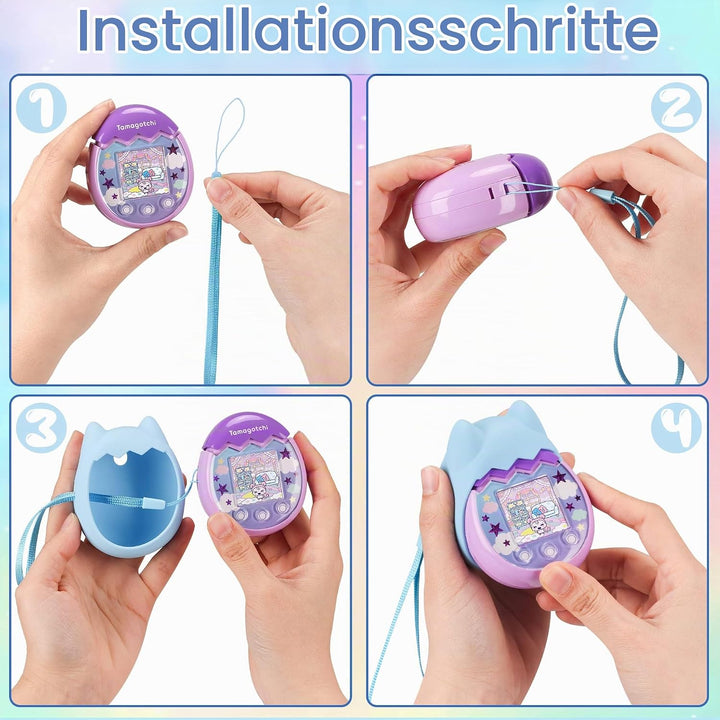 Silikon Hülle und Hartschalenkoffer kompatibel mit Tamagotchi Pix Virtuelles Haustierspielzeug, Schu