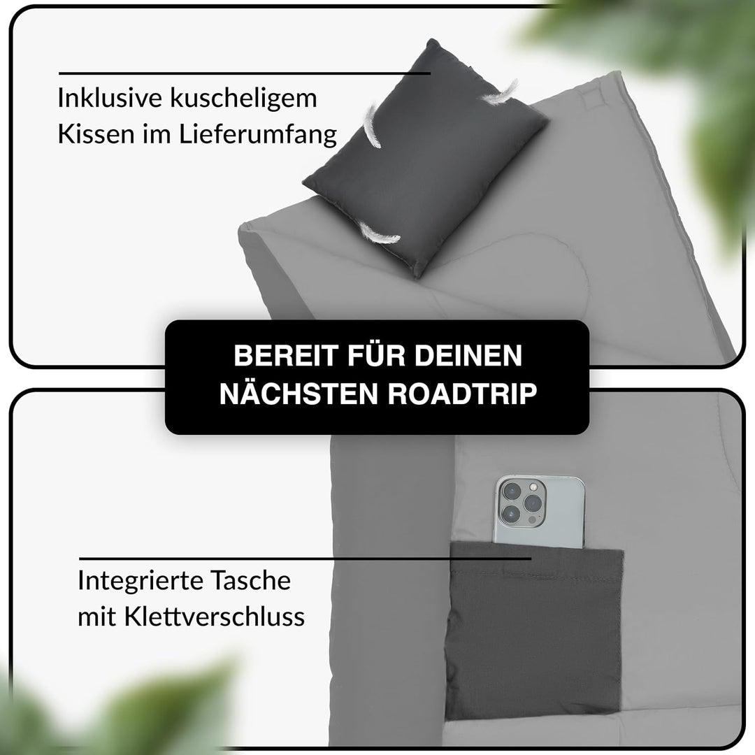Deckenschlafsack 100% Baumwolle bis -3°C INKL. Kissen - Outdoor Winter-Schlafsack & Sommer-Schlafsac