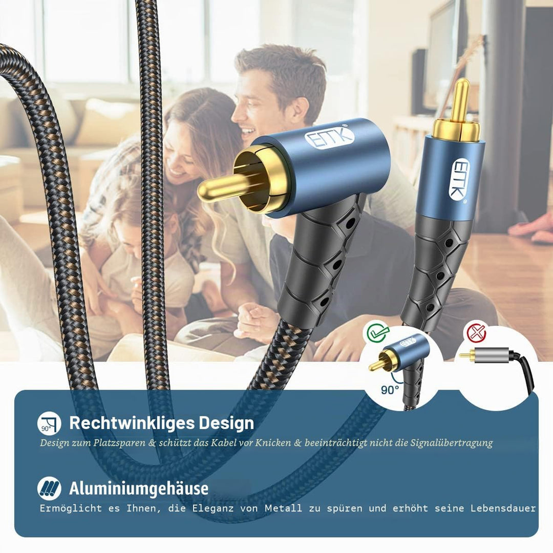 EMK Rechteckiges Subwooferkabel Cinch Kabel Winkelstecker Rca Cable Digitales Koaxialkabel RCA zu 90