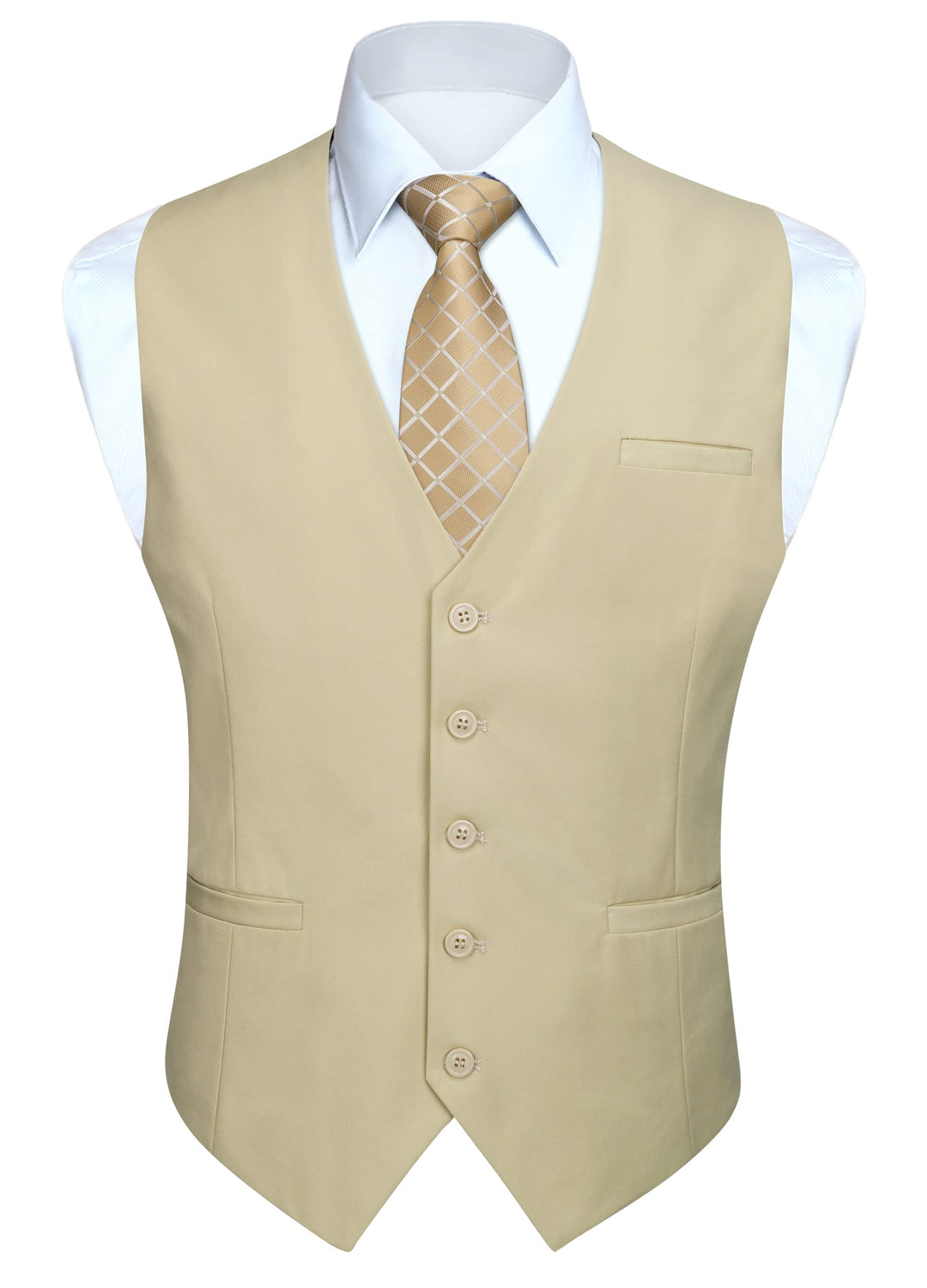 HISDERN Herren Formale Hochzeit Party Weste Baumwolle Einfarbig Weste XXL Z1 - Champagner, XXL Z1 -