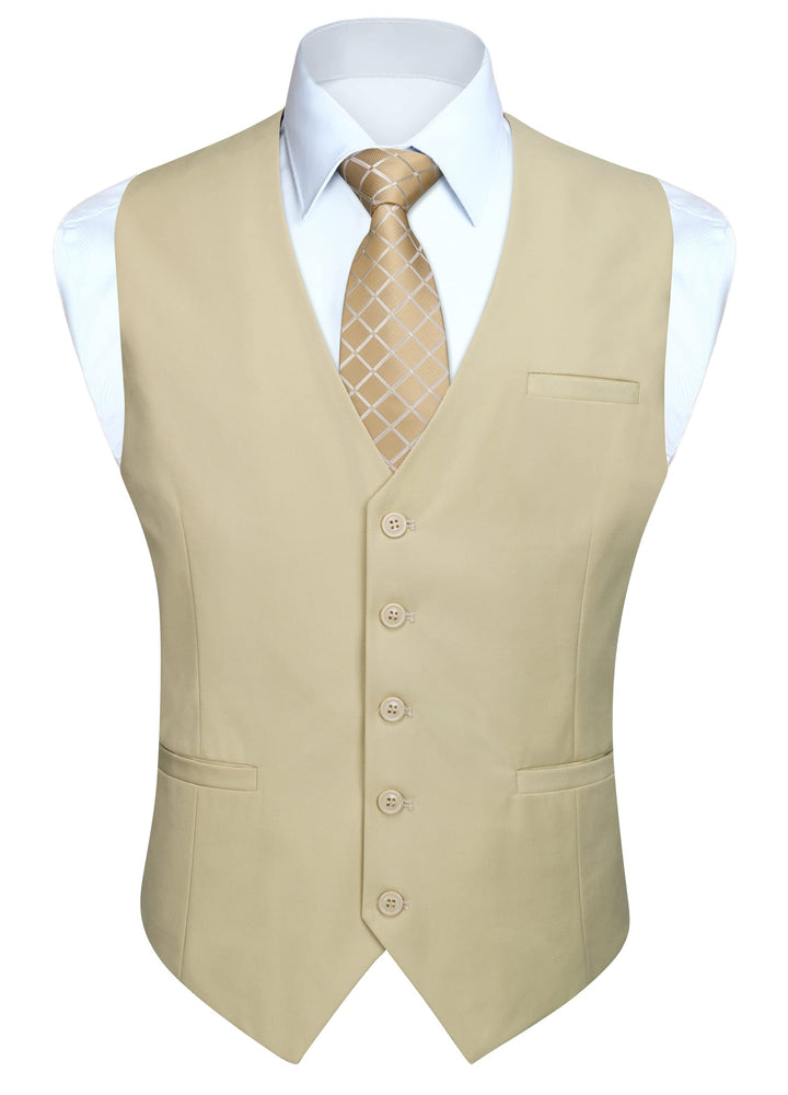 HISDERN Herren Formale Hochzeit Party Weste Baumwolle Einfarbig Weste XXL Z1 - Champagner, XXL Z1 -