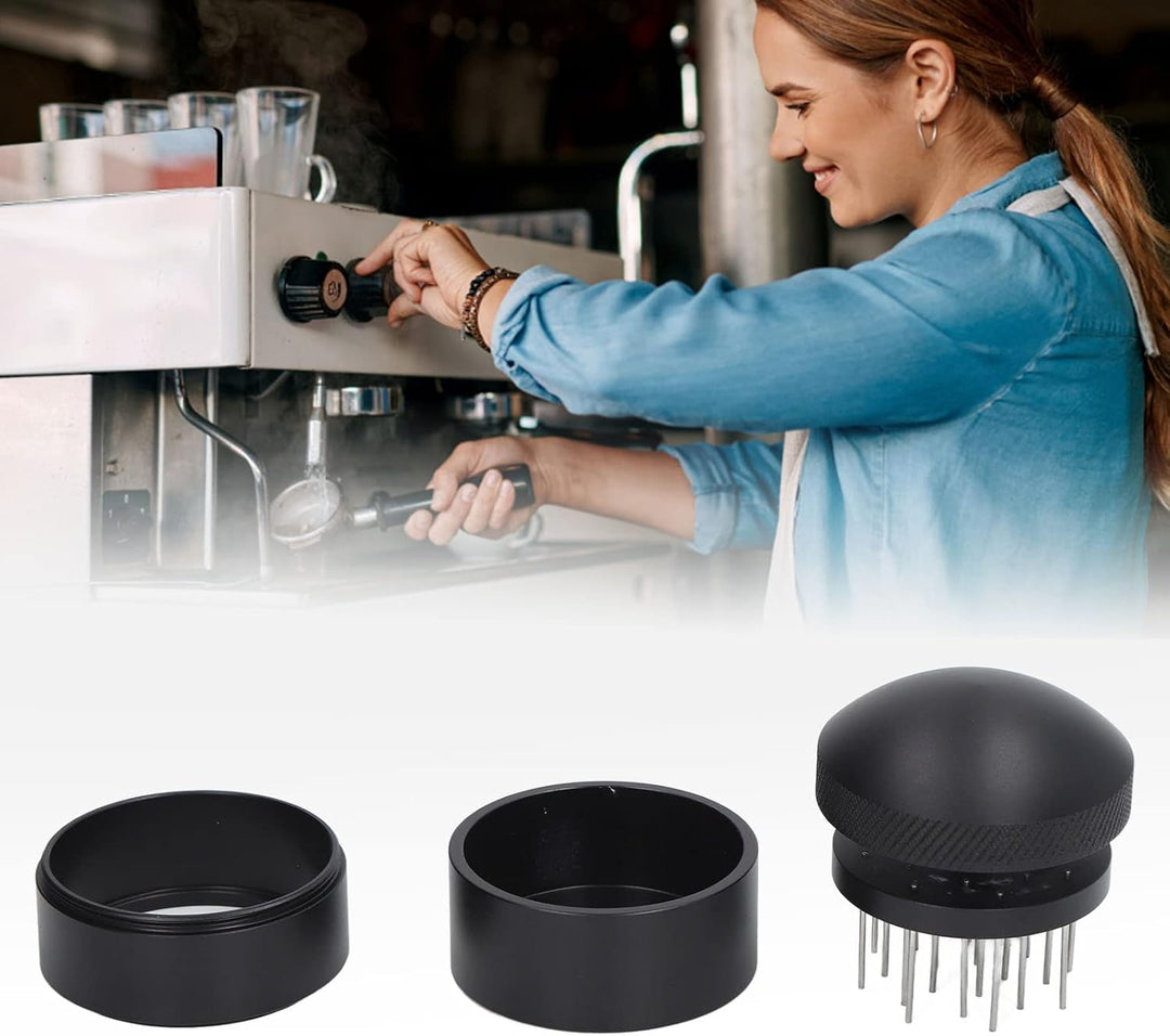 Espresso Nadel Verteiler, Edelstahl kaffeeverteiler mit Verstellbarer Tiefe und Sockel Espresso Vert
