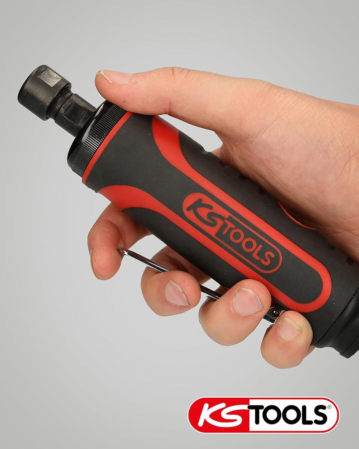 KS Tools Stabschleifer Druckluft 515.5410 6mm I Geradschleifer mit Drehzahl-Regulierung I Für HM-Frä