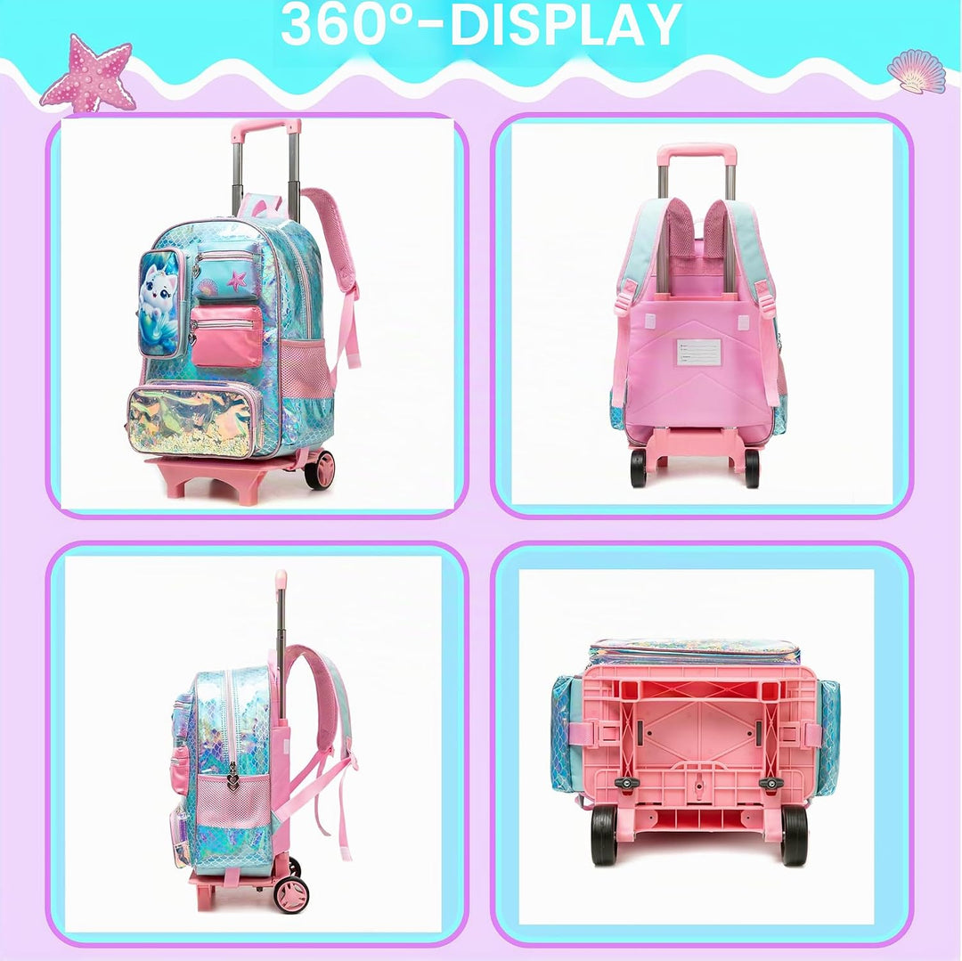 HTgroce Schulranzen Trolley Mädchen Kindertrolley Niedlich Rucksack Kinderkoffer Rucksack School Tro