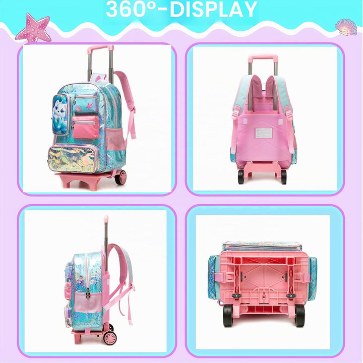 HTgroce Schulranzen Trolley Mädchen Kindertrolley Niedlich Rucksack Kinderkoffer Rucksack School Tro