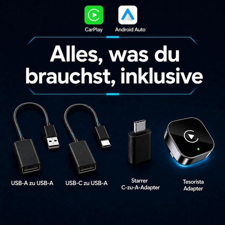 Carplay Wireless Adapter 2-in-1 Mini 2026, Android Auto Wireless Adapter, Plug &amp; Play, schnelle Wied