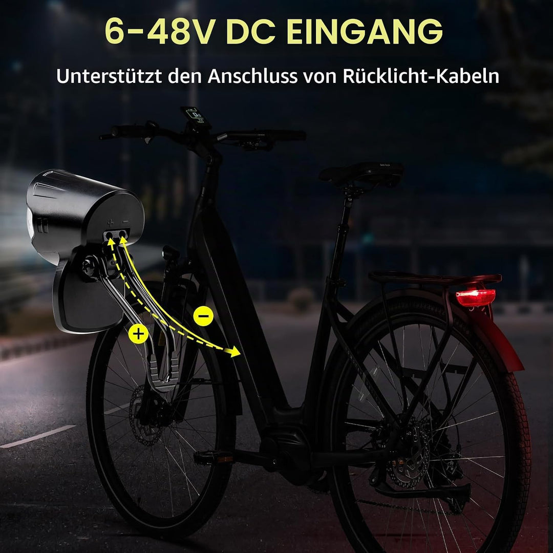E-Bike Dynamo LED Fahrradlicht 30-100 LUX mit StVZO Zulassung - Fahrradlampe Frontlicht &amp; Scheinwerf