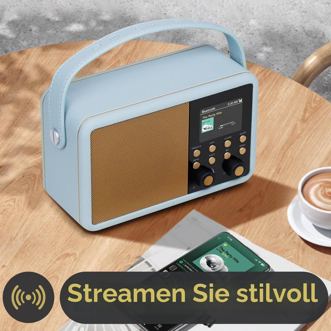 LEMEGA Class Finesse DAB+ Digitalradio, Farbdisplay, Bluetooth,Blau | 60 Senderspeicher, 12 Std Akku