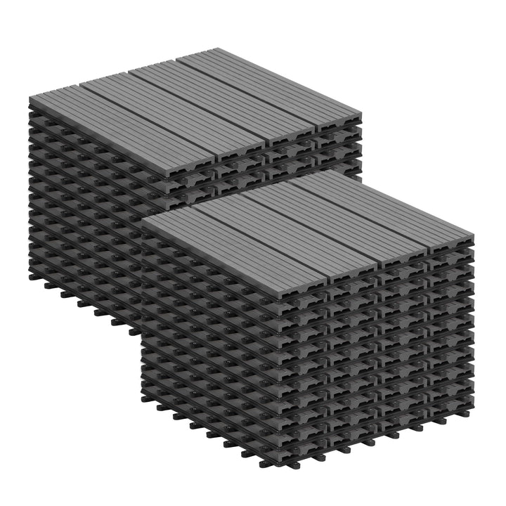 Laneetal WPC Fliesen 22er Set für 2 m², für Aussen Terrasse Balkon, Terrassenfliesen Klicksystem 30x