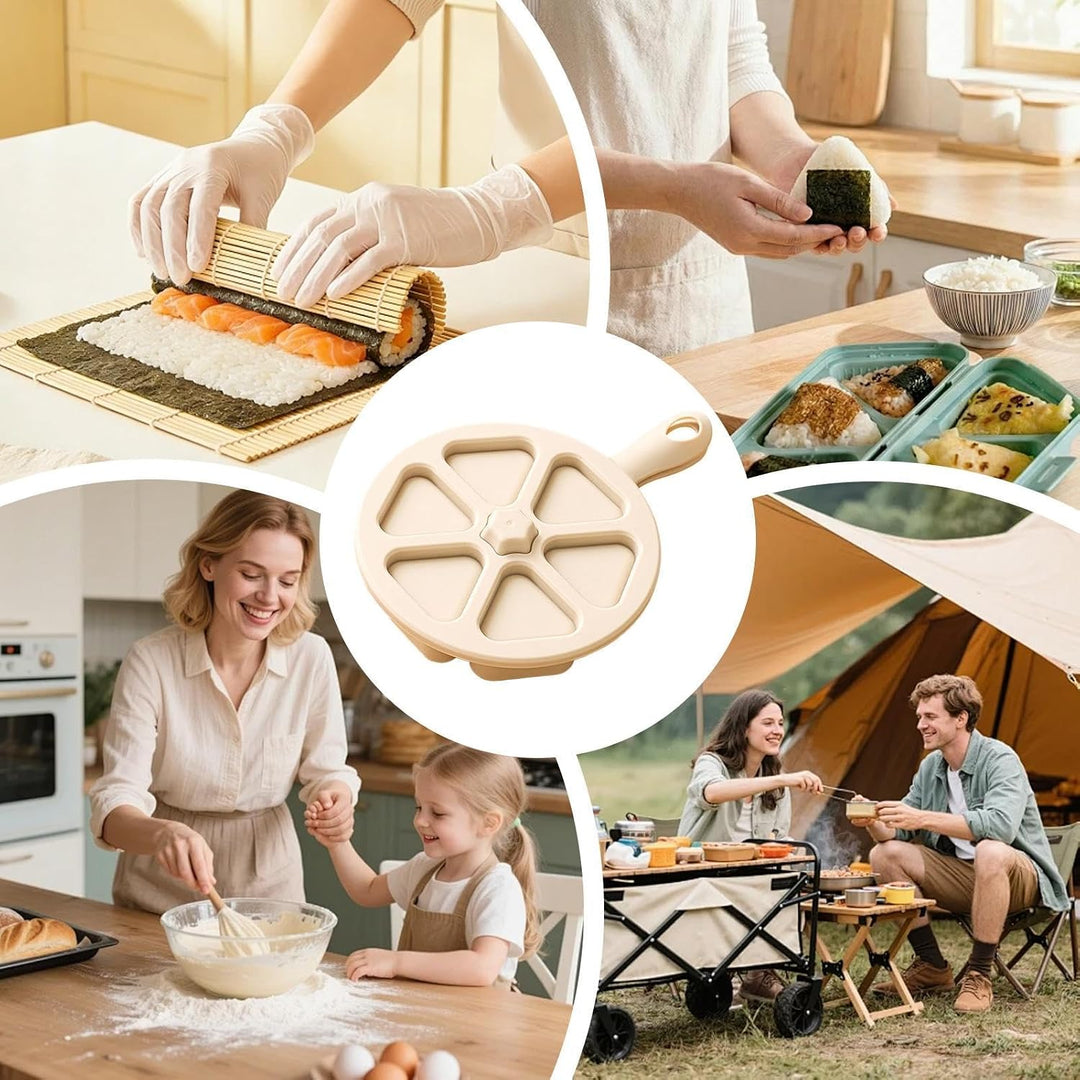 Reisform 6 Fächer -Reisball-Pressform mit Handgriff | Sushi Form für Schule, für Partys, für Kinder,