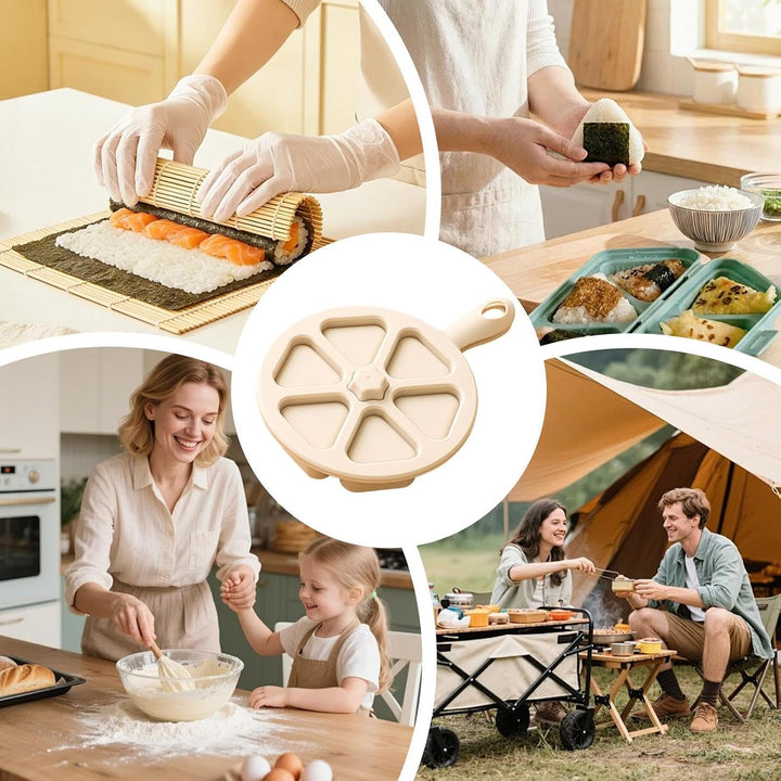 Reisform 6 Fächer -Reisball-Pressform mit Handgriff | Sushi Form für Schule, für Partys, für Kinder,