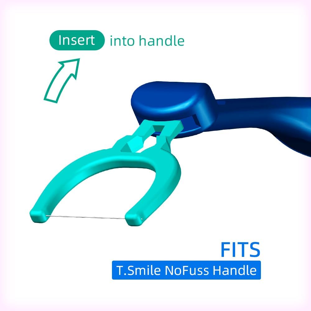 T.Smile Evolutionary Clean Zahnseide, Nachfüllset mit mittellangem Griff, 200 extra starke Nachfüllp