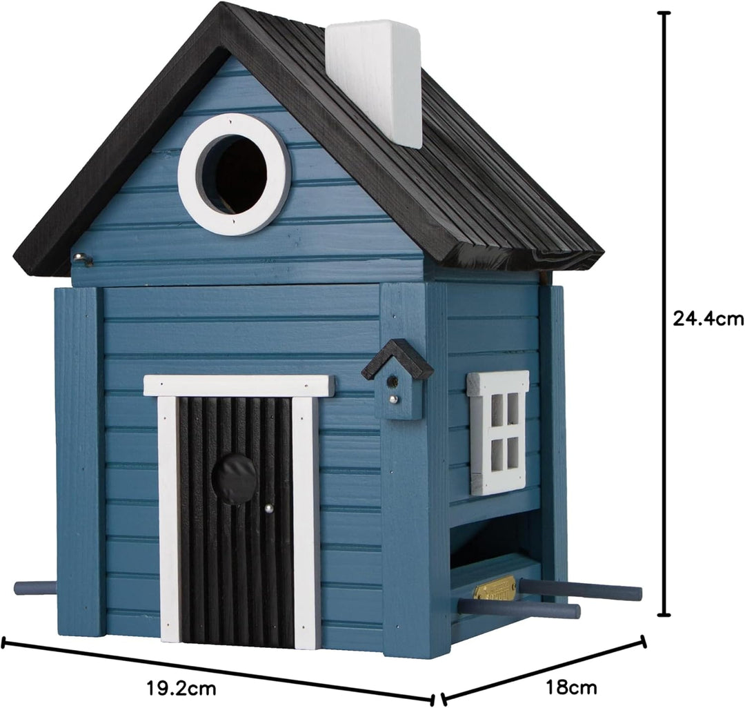 Wildlife Garden WG118 Multiholk Blaues Haus - Der Kombinierte Futtertisch und Nistkasten aus Holz