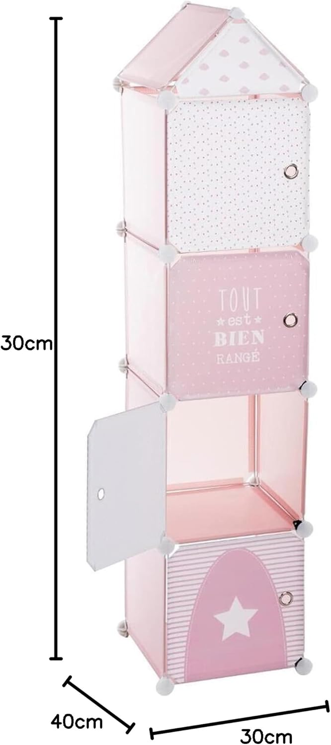 Kinder Aufbewahrungsboxen Colonne - rosa 34 × 139 cm - Rosa - Atmosphera créateur d'intérieur, Rosa
