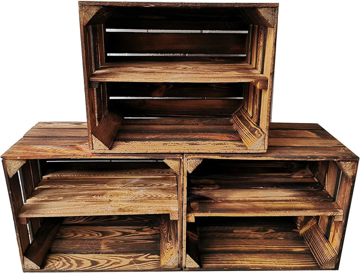 Alte geflammte Obstkisten/Holzkisten 50 x 40 x 30cm mit Zwischenboden LANG verarbeitet - Ideal für M