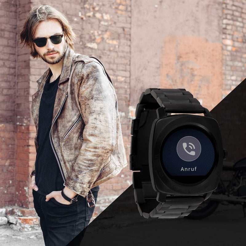 X-WATCH 54026 NARA XW Pro Premium Herren Smartwatch, Apple iOS und Android kompatibel Bc Dark steel