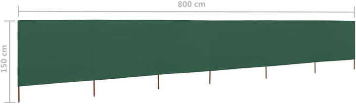 Windschutz, Strand-Windschutz für Camping, 6 Paneele, grüner Stoff, 800 x 120 cm, Sichtschutz und Sc