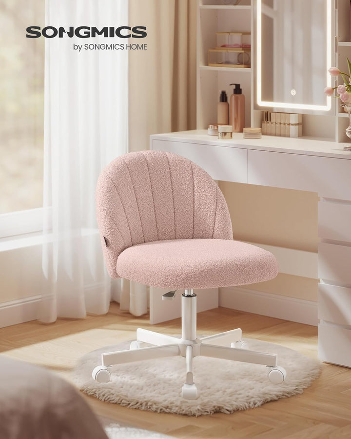 SONGMICS Homeoffice-Stuhl, Schminkstuhl aus Fleece, Schreibtischstuhl, Schaumstoffpolsterung, höhenv