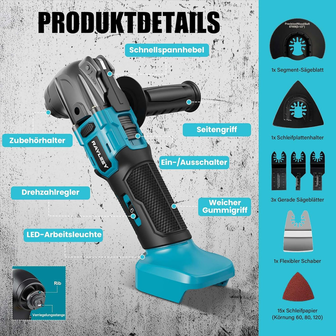 Akku Multifunktionswerkzeug Satz für Makita Akku 18V, 23 Zubehör Multitool Oszillationswerkzeug mit