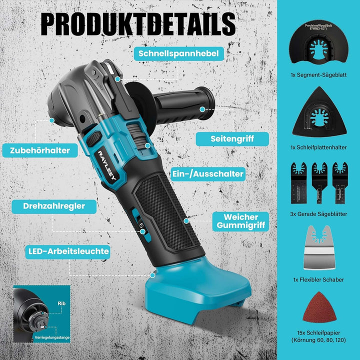 Akku Multifunktionswerkzeug Satz für Makita Akku 18V, 23 Zubehör Multitool Oszillationswerkzeug mit