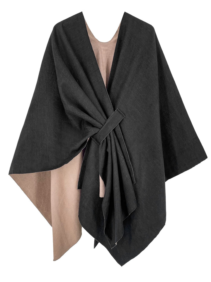 breezy lane Damen Poncho Schal Strick Cape Reversible Wraps Elegant Übergrosse Ruana Cardigan Gesche