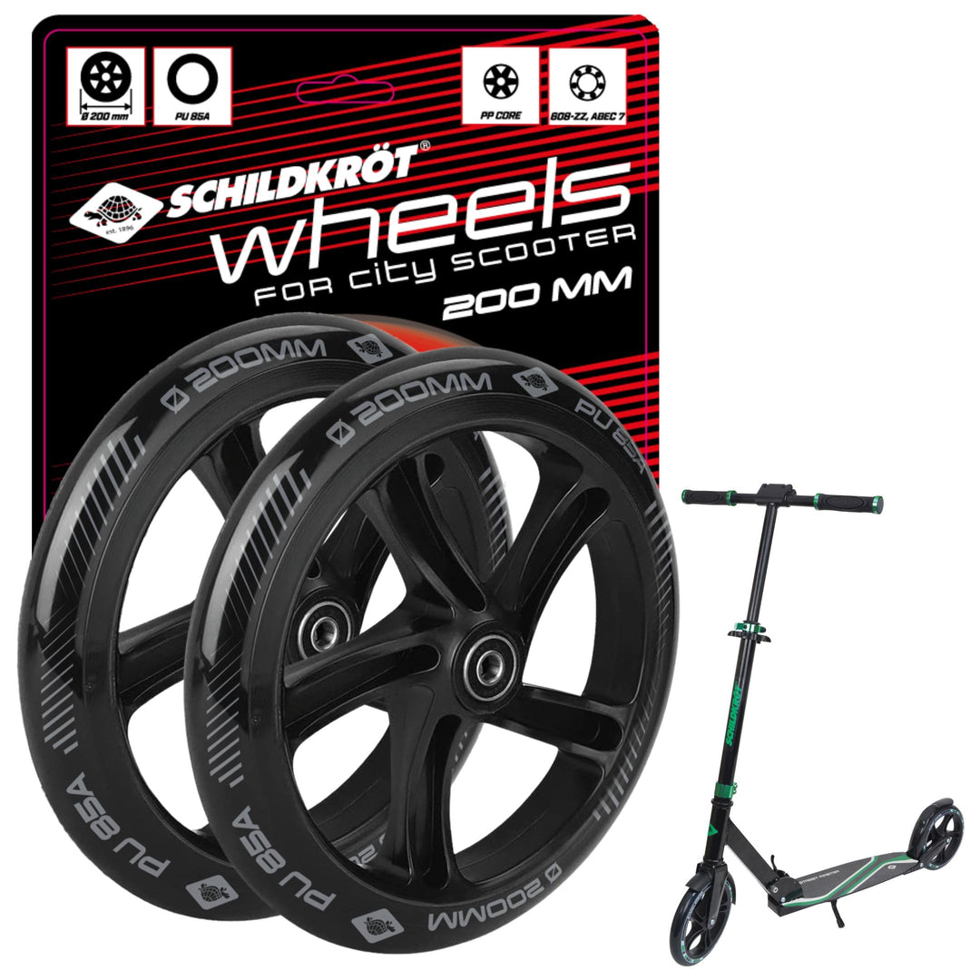 Schildkröt City-Scooter 200mm Ersatzrollen | 2er-Set Ersatzräder | hochwertige PU-Räder (85A) mit AB