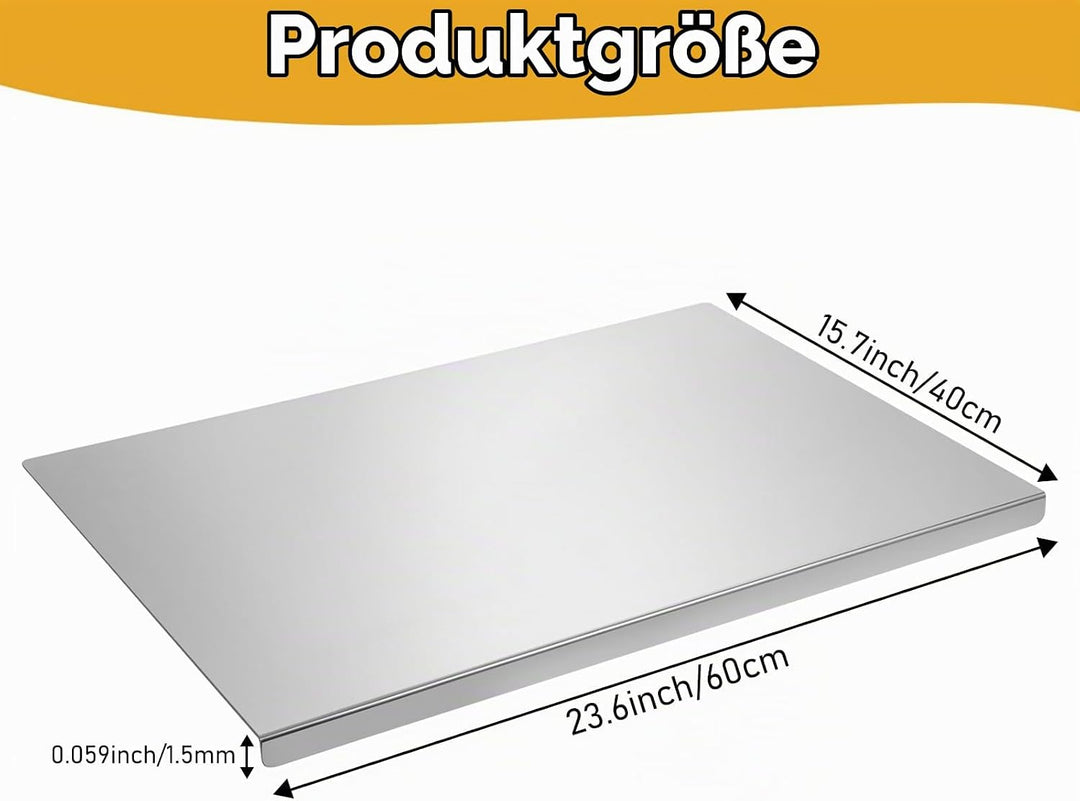 Rainmae 60 x 40cm Edelstahl Schneidebrett Für Fleisch,Fisch &amp; Gemüse,Backen Schneidbrett Metall Stah