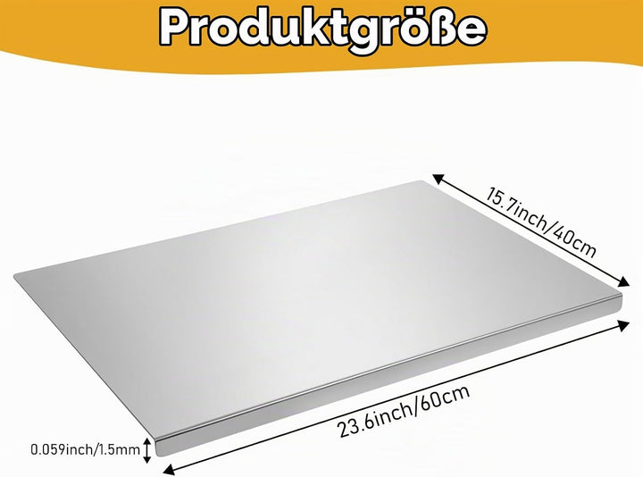 Rainmae 60 x 40cm Edelstahl Schneidebrett Für Fleisch,Fisch &amp; Gemüse,Backen Schneidbrett Metall Stah