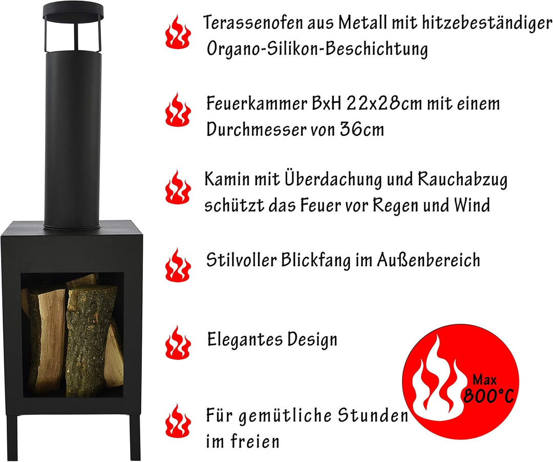 Terrassenofen Gartenofen Gartenkamin Terrassenkamin Feuerstelle Terrasse Heizung Garten Ofen Metall