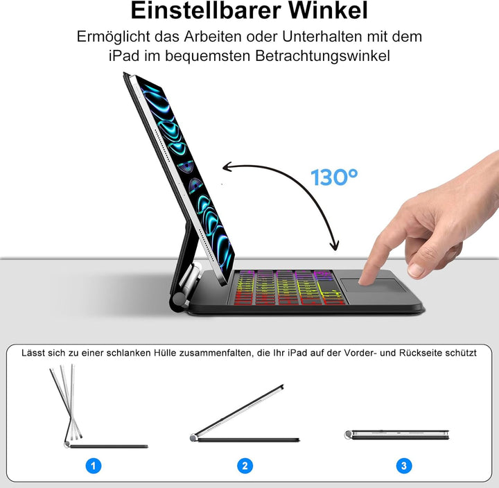 AVNICUD Magic Keyboard für iPad Air 11 Zoll 2025/2024 M3/M2, Air 5/4 10.9 Zoll, Tastatur für iPad Pr