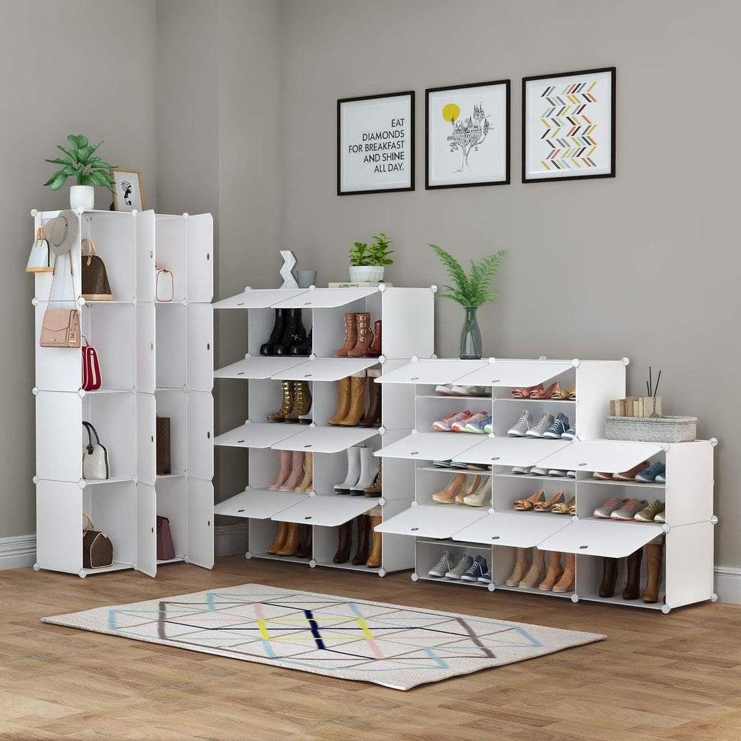 HOMIDEC Schuhregal, 7-stufiger Schuhschrank Kunststoff-Schuhregale Organizer für Schrank Flur Schlaf
